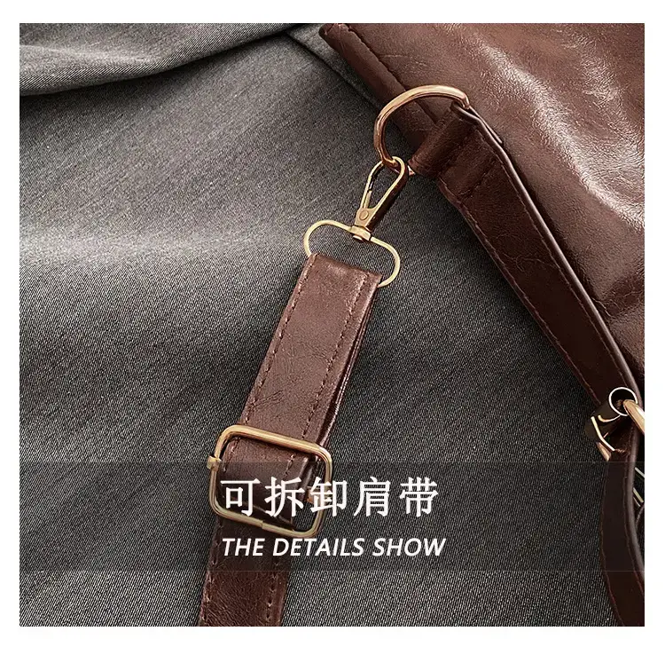 Black Leather Shoulder Bag for Women Large Capacity — feature 7