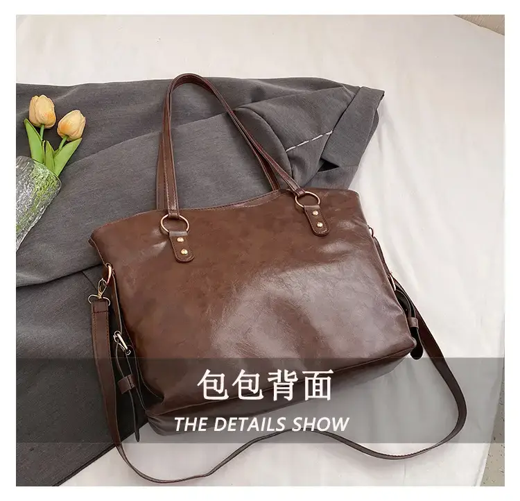 Black Leather Shoulder Bag for Women Large Capacity — feature 9