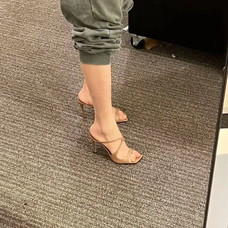 Women's Beige Open Toe Stiletto Heels 2025