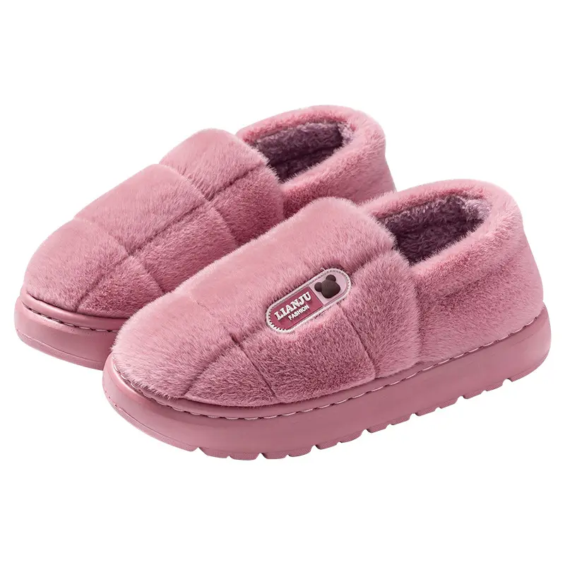 Pink Faux Fur Warm Slippers for Women Autumn Winter 2025 - Image 13