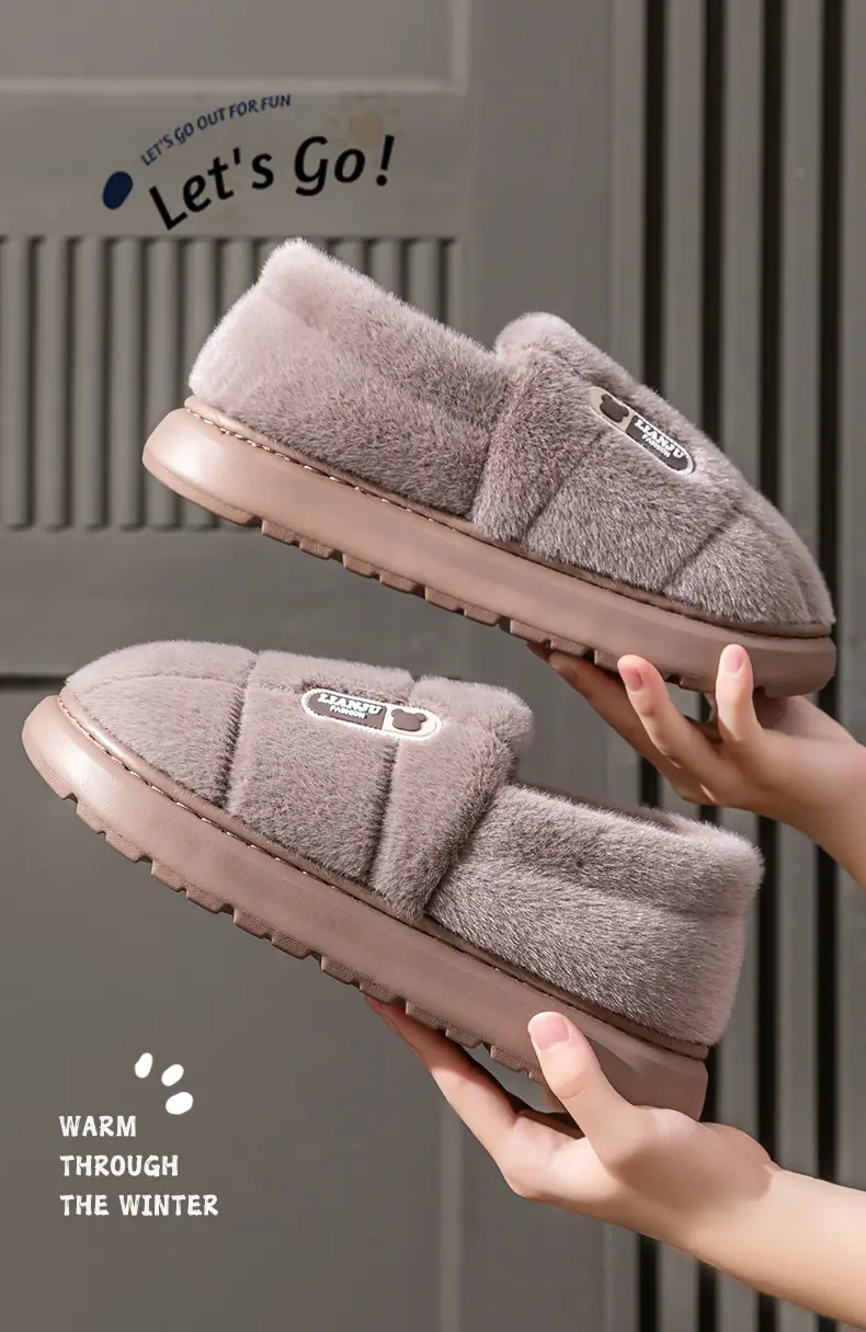 Pink Faux Fur Warm Slippers for Women Autumn Winter 2025 — feature 10
