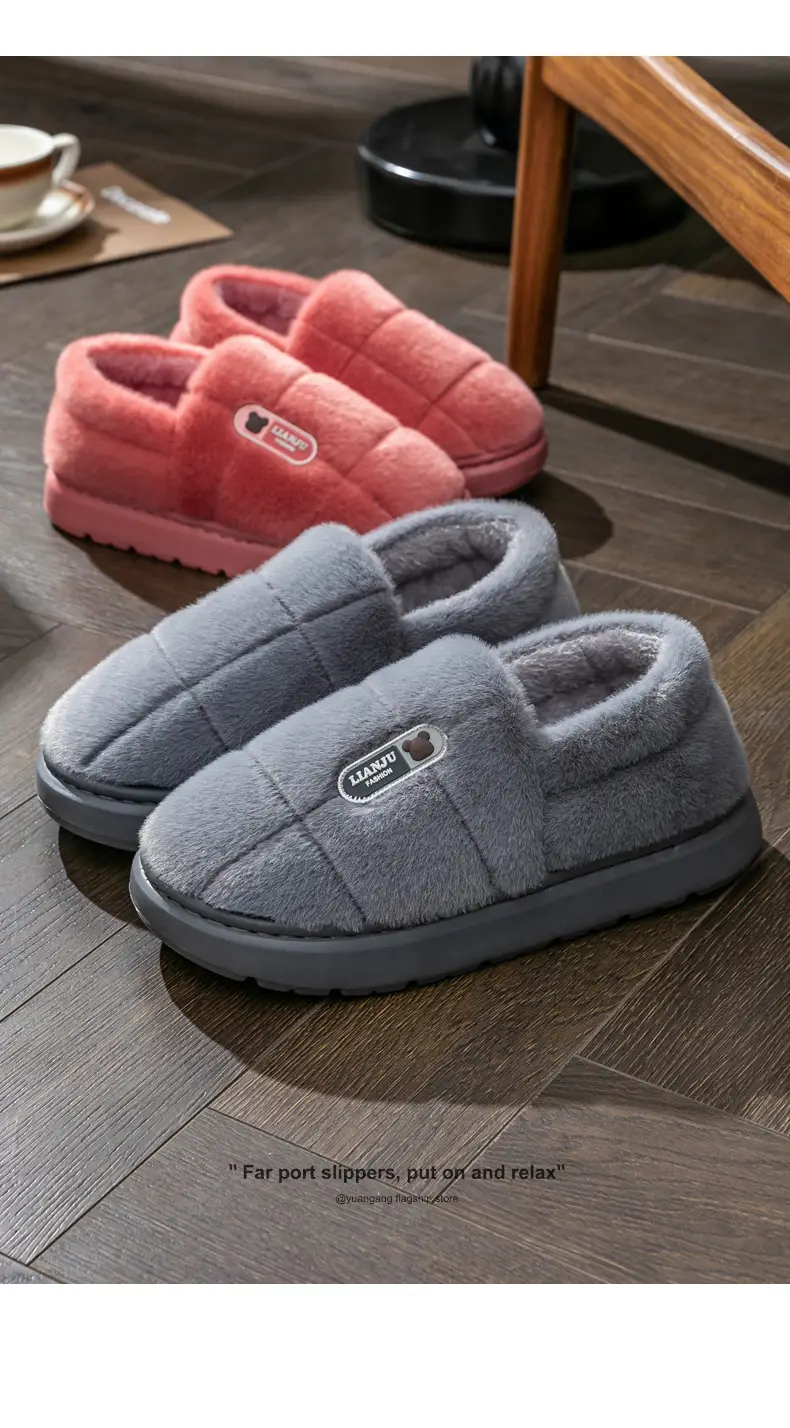 Pink Faux Fur Warm Slippers for Women Autumn Winter 2025 — feature 14