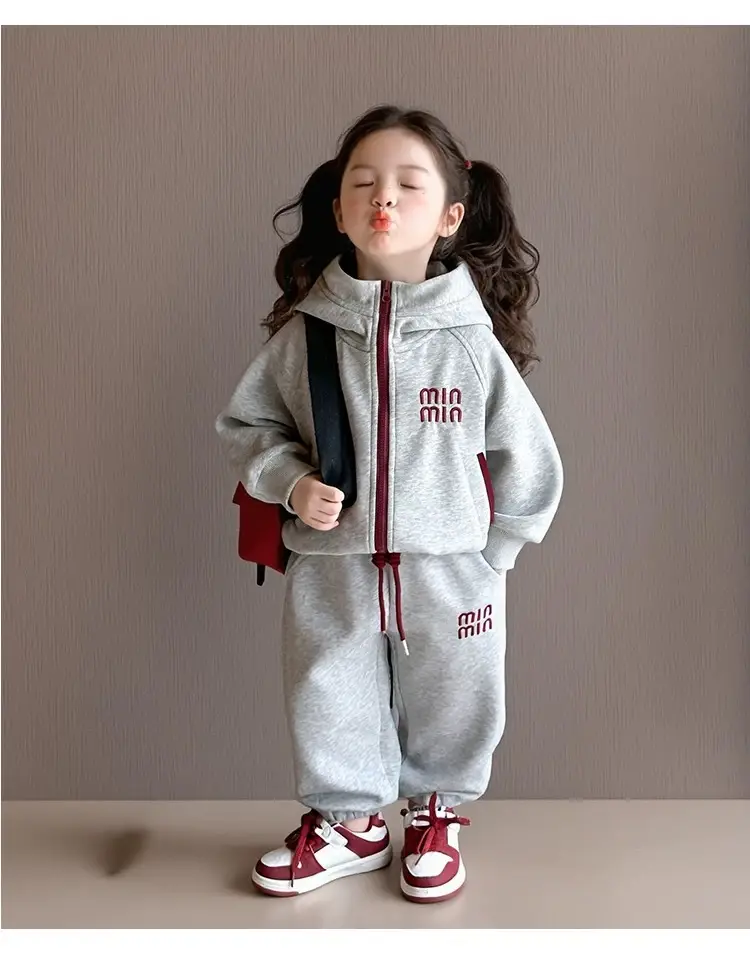 Girls Korean Style Suit Spring and Autum 2025 New Kidsren's Style Hooded Sports Sweatshirt Fashionable Spring Two-Piece Set — feature 6