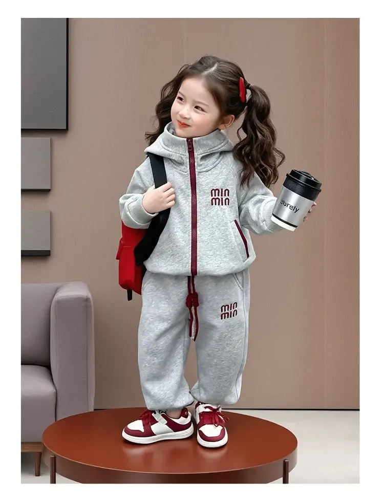 Girls Korean Style Suit Spring and Autum 2025 New Kidsren's Style Hooded Sports Sweatshirt Fashionable Spring Two-Piece Set — feature 7