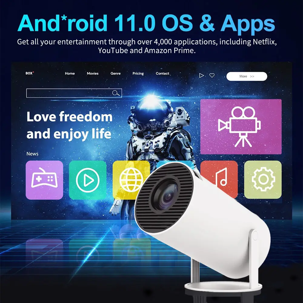 Cross-Border Hy300 Portable Mini Hy300 Outdoor Home-Use Smart Projector with Stand and Bubble Tube, Ultra-Clear — feature 11