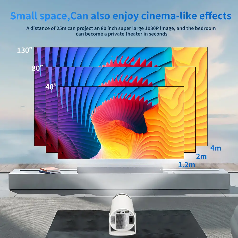 Cross-Border Hy300 Portable Mini Hy300 Outdoor Home-Use Smart Projector with Stand and Bubble Tube, Ultra-Clear — feature 5