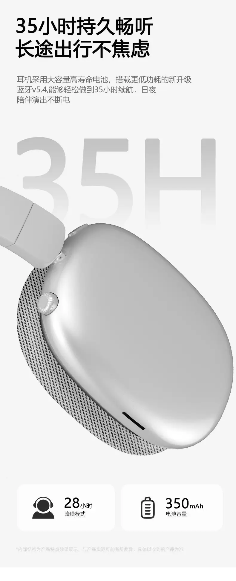 2025 Vje35 ANC Over-Ear Bluetooth Headphones Black — feature 11