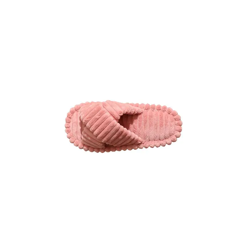 2026 Cross-Border Hot-Selling Amazon European and American Style Cross-Strap Cotton Slippers for Women, Skin-Friendly Plush Cotton Slippers for Women