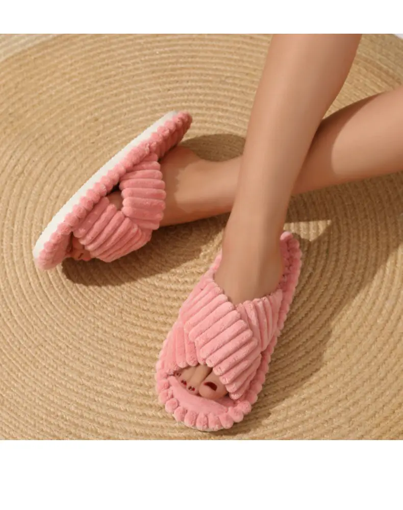 2026 Cross-Border Hot-Selling Amazon European and American Style Cross-Strap Cotton Slippers for Women, Skin-Friendly Plush Cotton Slippers for Women — feature 12