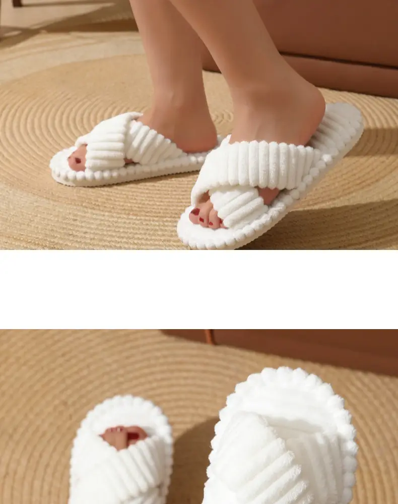 2026 Cross-Border Hot-Selling Amazon European and American Style Cross-Strap Cotton Slippers for Women, Skin-Friendly Plush Cotton Slippers for Women — feature 19