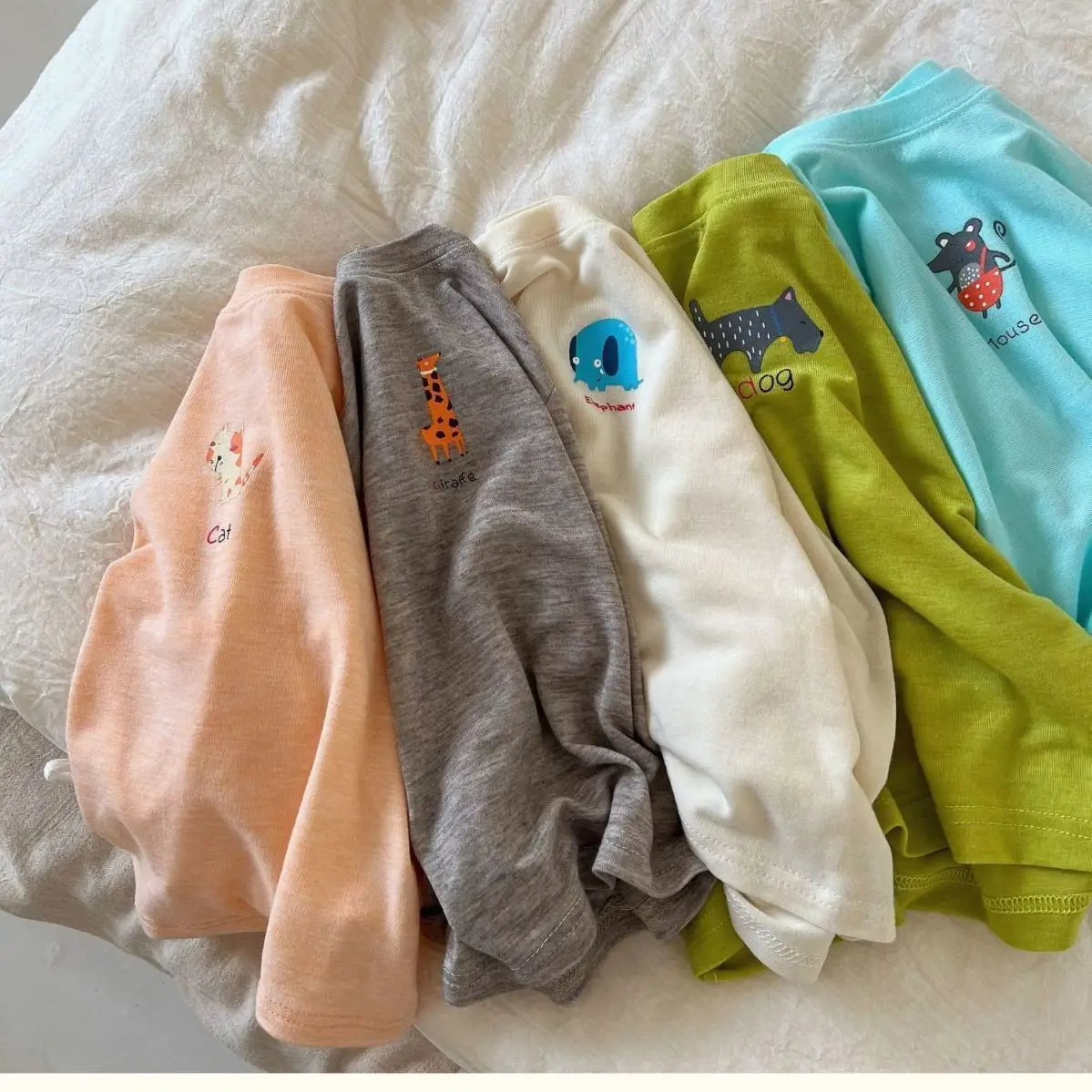 Pure Cotton Korean Style Light Blue Long Sleeve T-Shirt for Boys Girls - Image 8