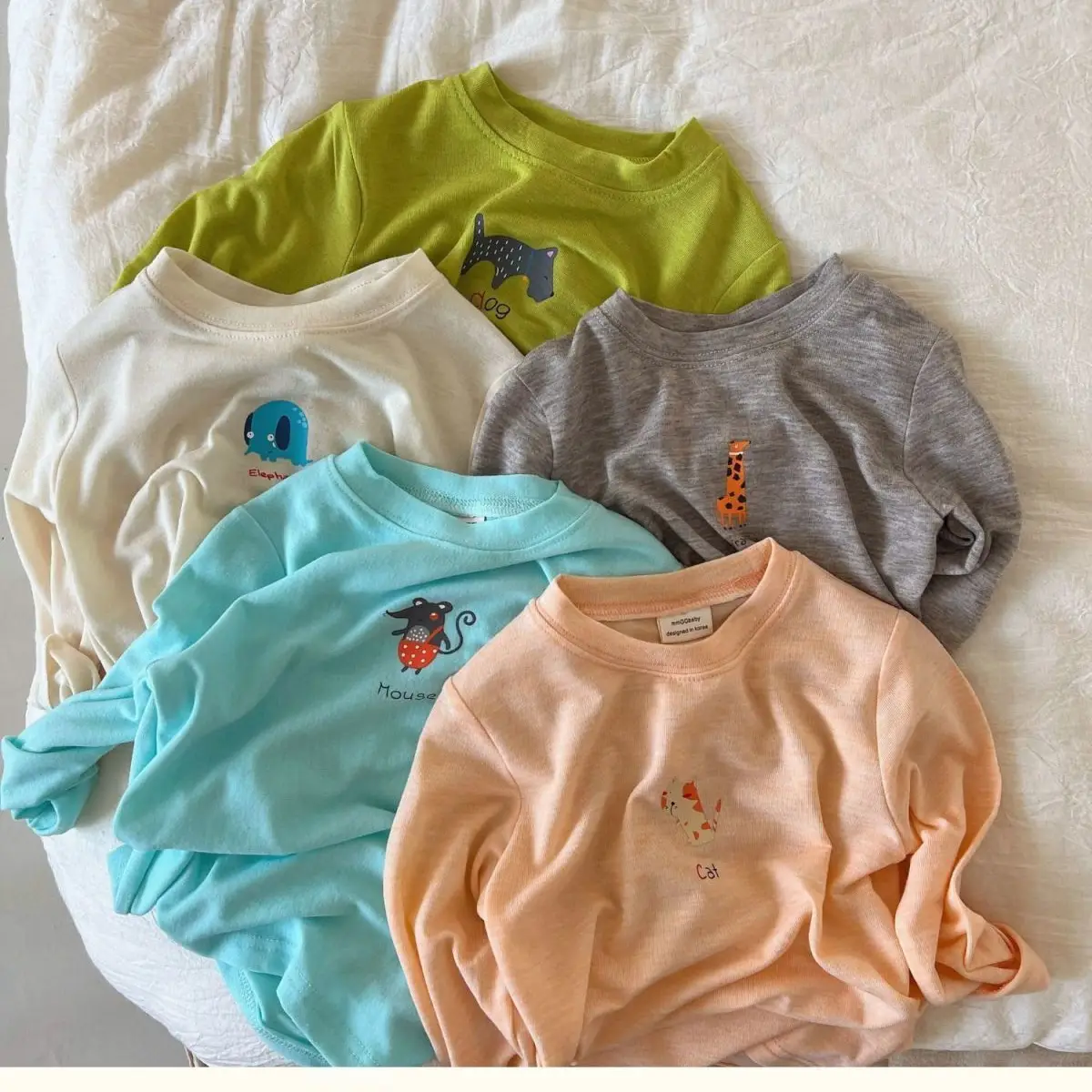 Pure Cotton Korean Style Light Blue Long Sleeve T-Shirt for Boys Girls - Image 9
