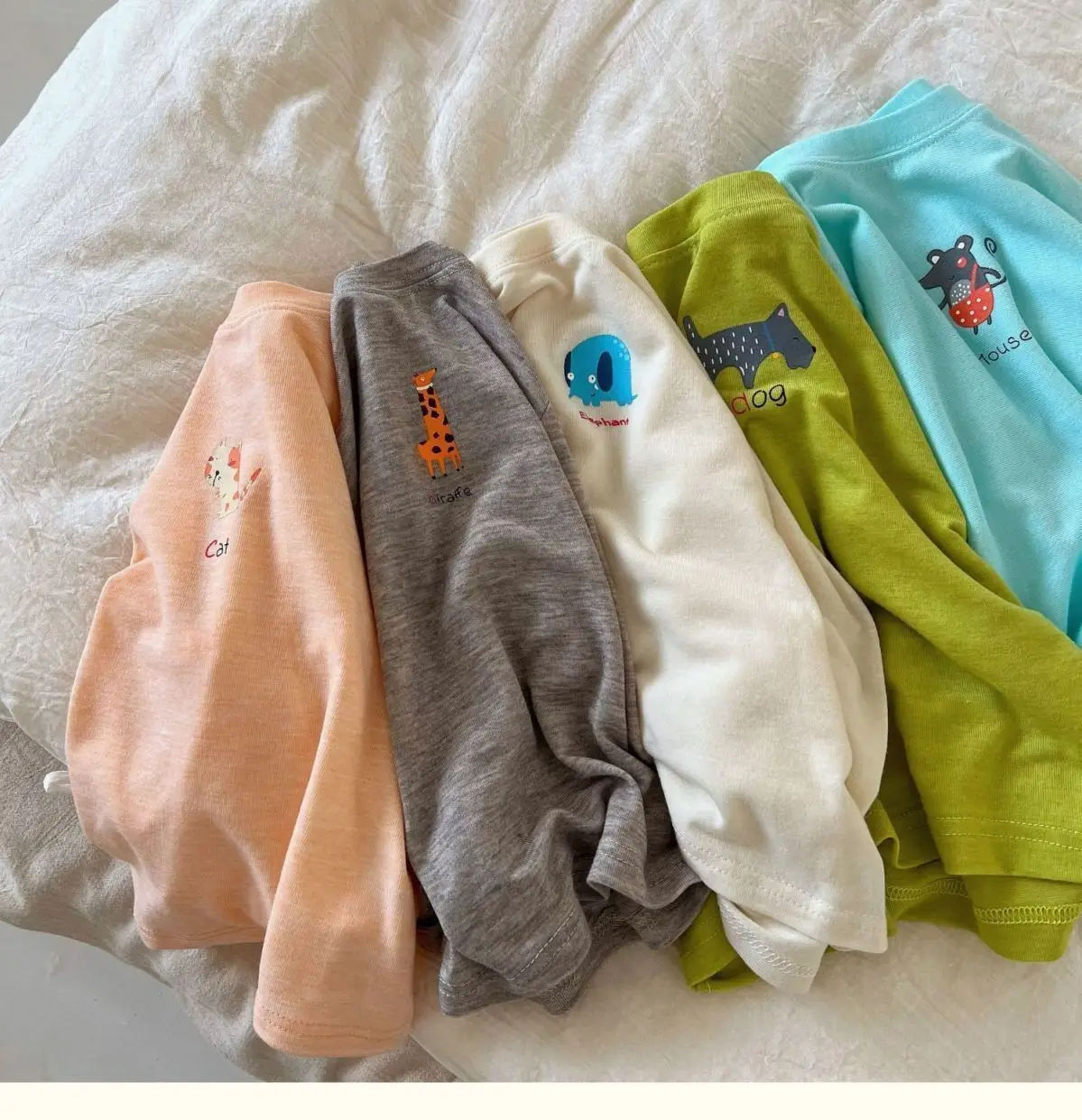 Pure Cotton Korean Style Light Blue Long Sleeve T-Shirt for Boys Girls — feature 5