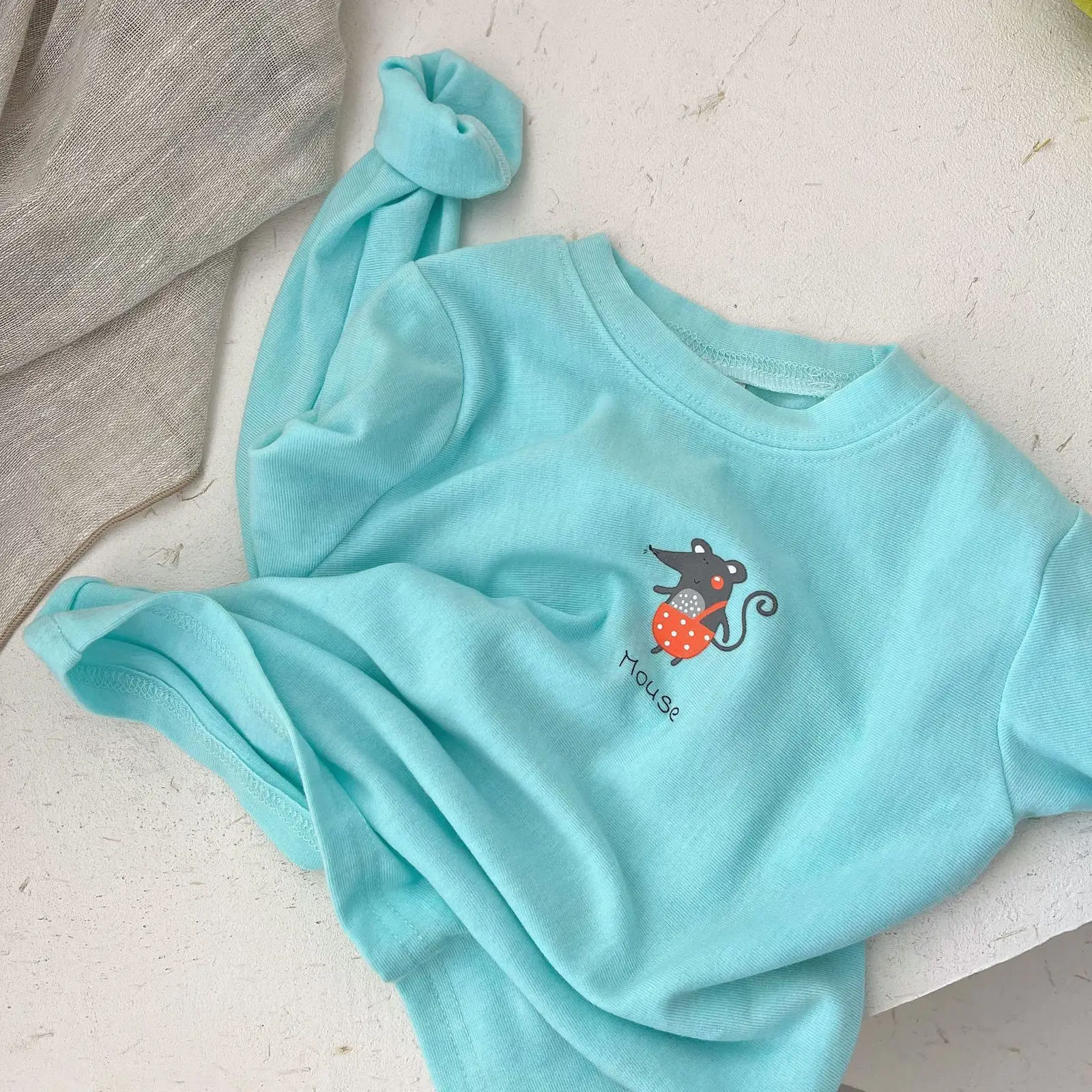 Pure Cotton Korean Style Light Blue Long Sleeve T-Shirt for Boys Girls - Image 3