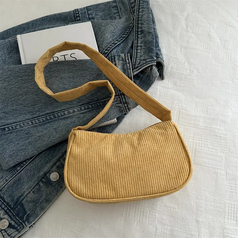 Trendy Square Bag for Women Corduroy Solid Color - Image 9