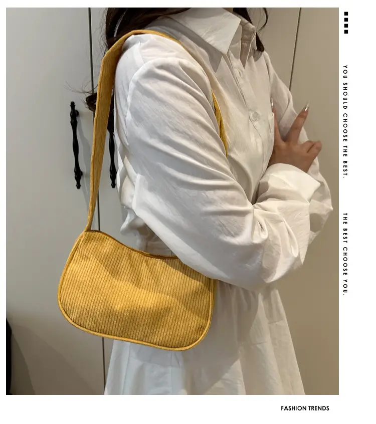 Trendy Square Bag for Women Corduroy Solid Color — feature 1