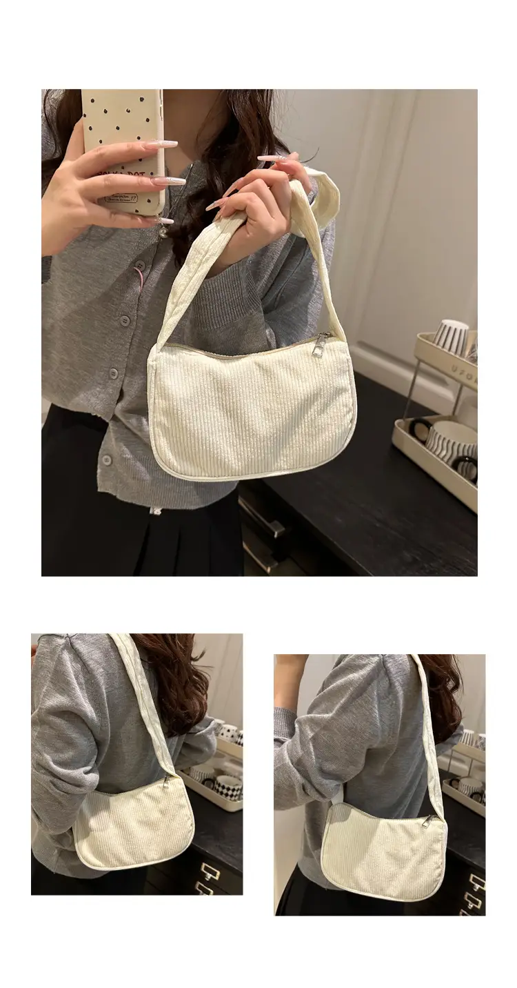 Trendy Square Bag for Women Corduroy Solid Color — feature 10