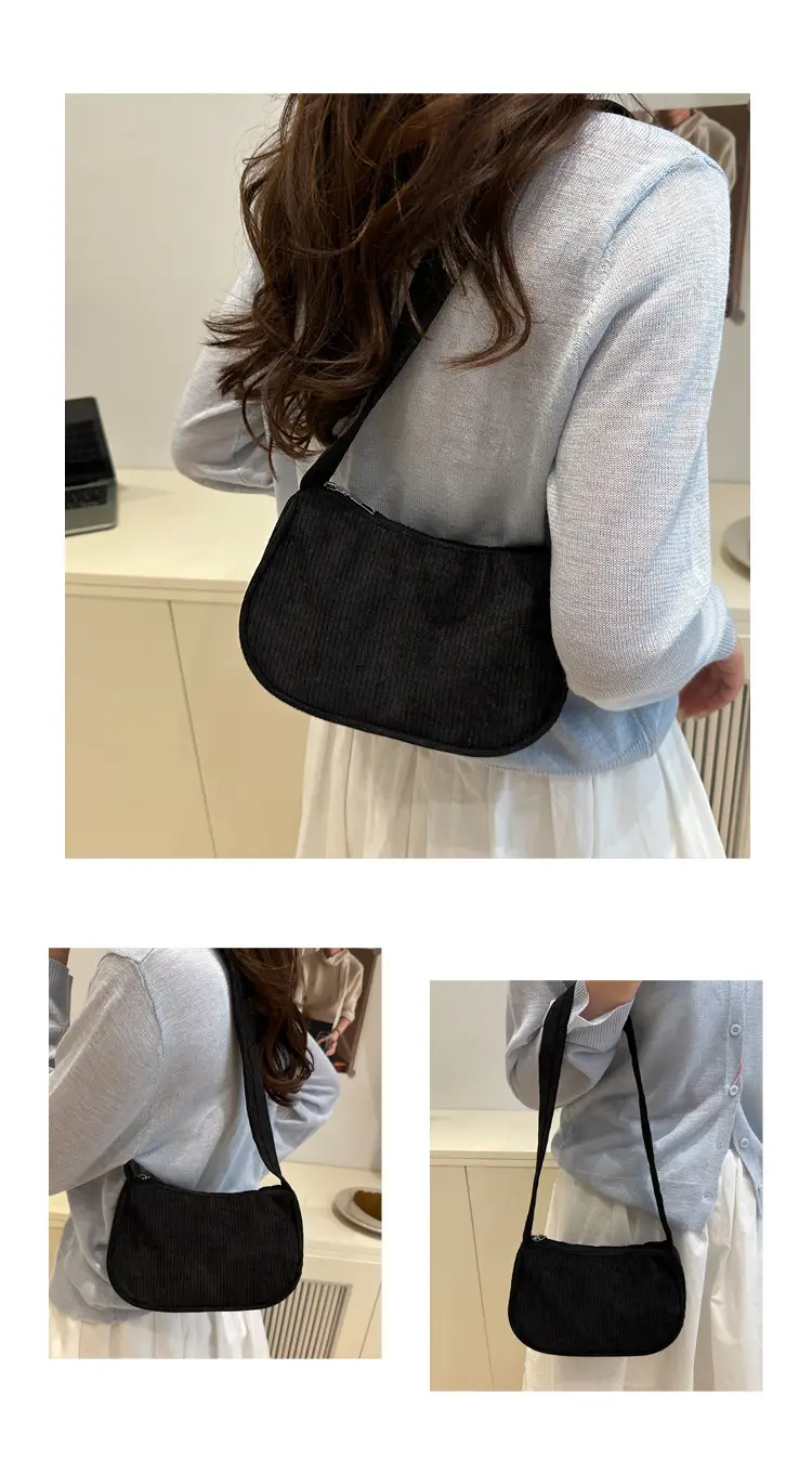 Trendy Square Bag for Women Corduroy Solid Color — feature 13