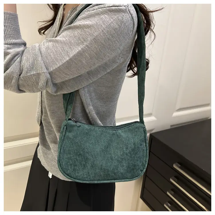 Trendy Square Bag for Women Corduroy Solid Color — feature 17