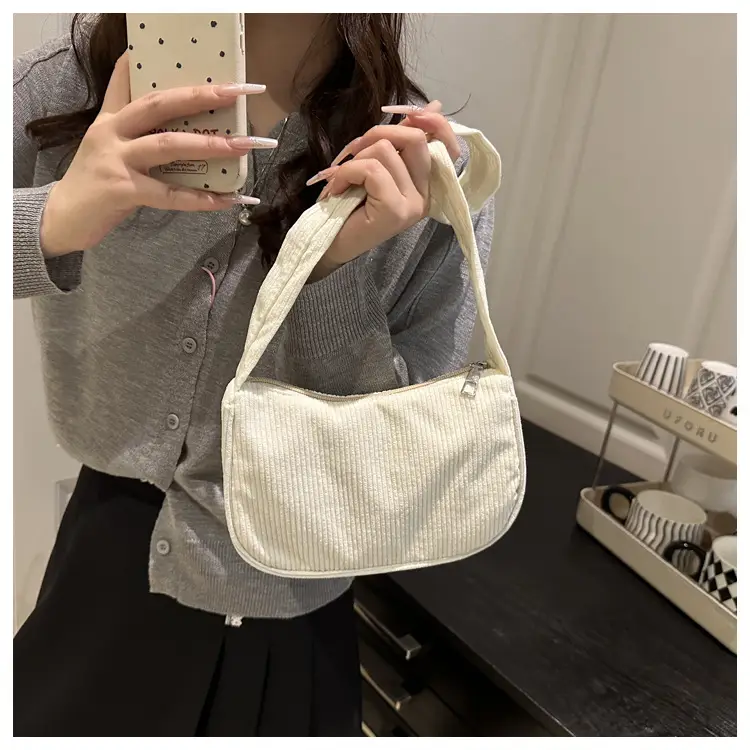 Trendy Square Bag for Women Corduroy Solid Color — feature 18
