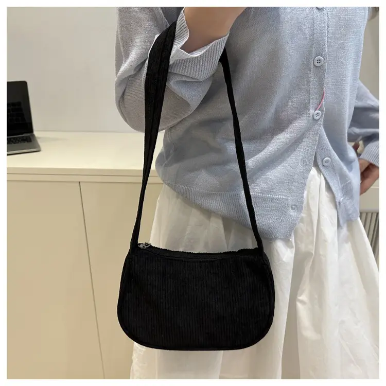 Trendy Square Bag for Women Corduroy Solid Color — feature 26