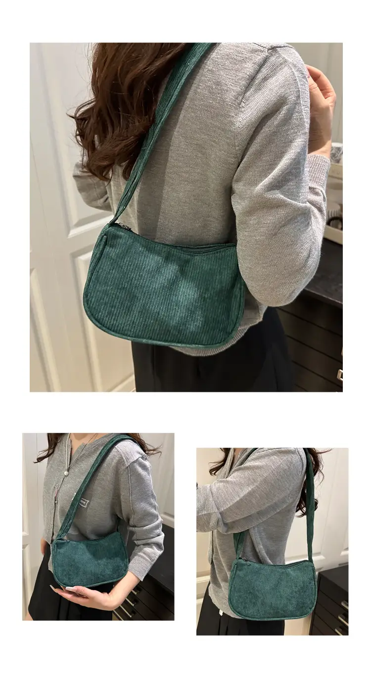 Trendy Square Bag for Women Corduroy Solid Color — feature 9