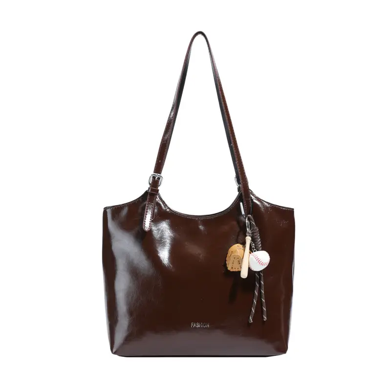 Black Leather Tote Bag for Women Large Capacity Shoulder Bag - Image 9