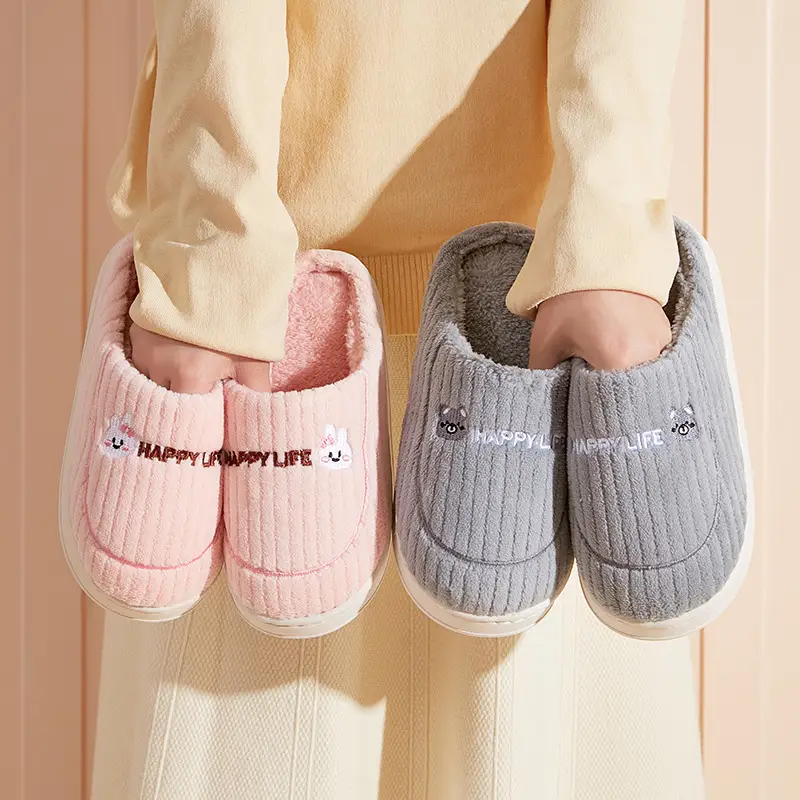 Men Winter Furry Slippers Grey Cotton Warm Indoor - Image 8