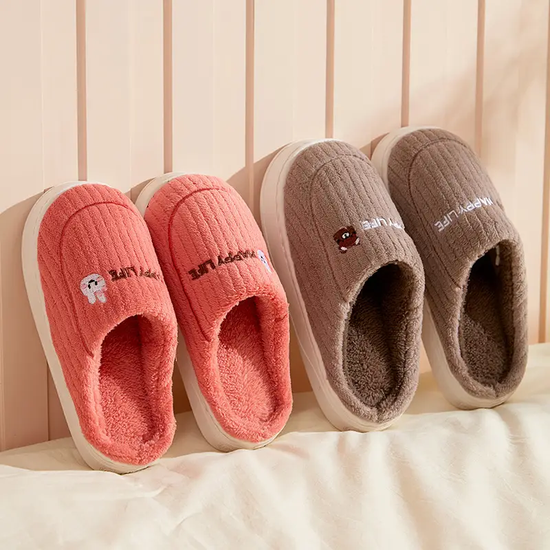 Men Winter Furry Slippers Grey Cotton Warm Indoor - Image 10