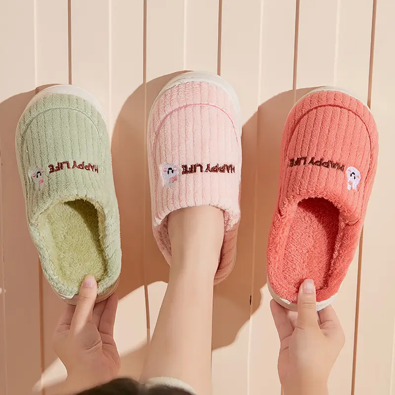 Men Winter Furry Slippers Grey Cotton Warm Indoor - Image 11