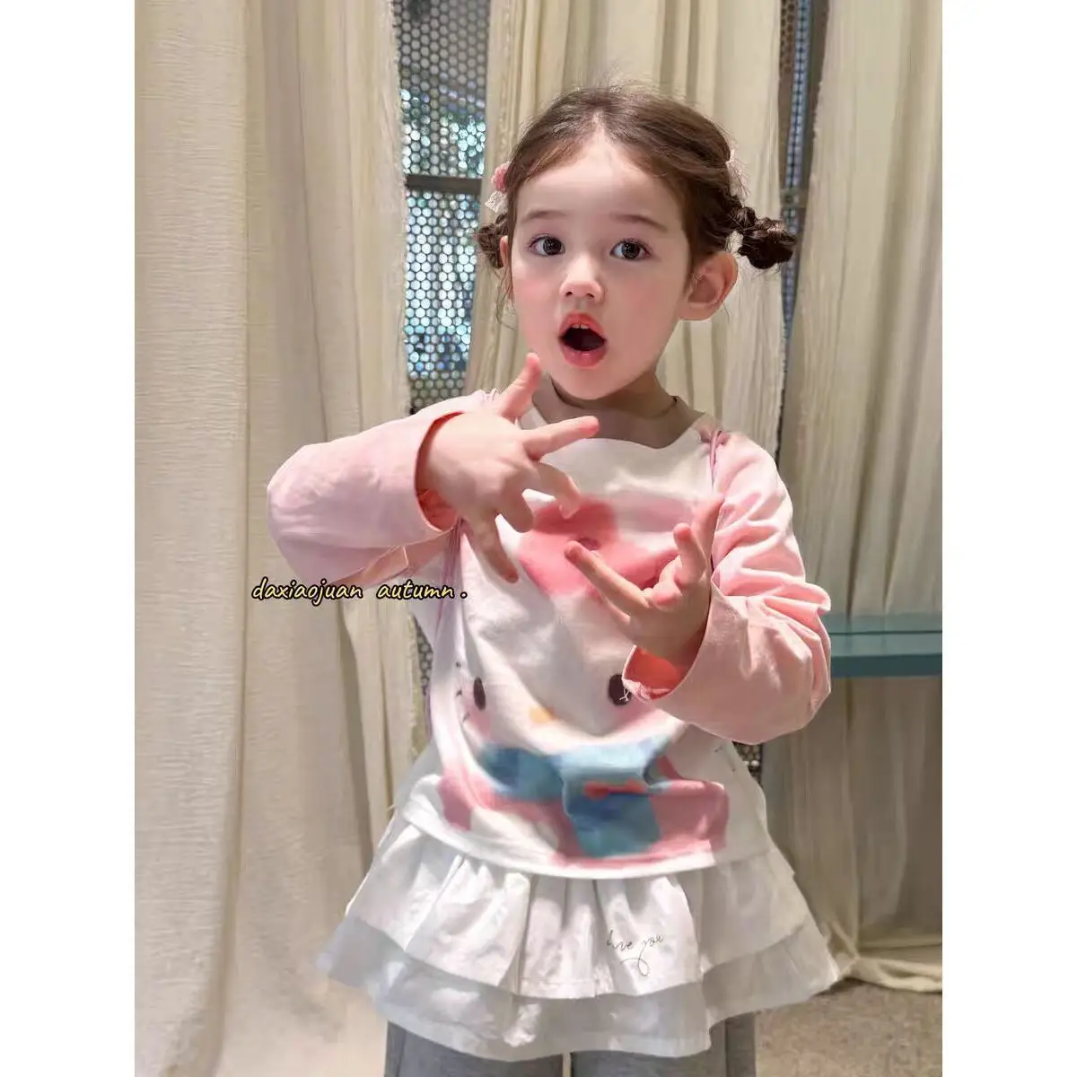 Tianxiaosi Girls Pink Long Sleeve T-Shirt 2025 - Image 3