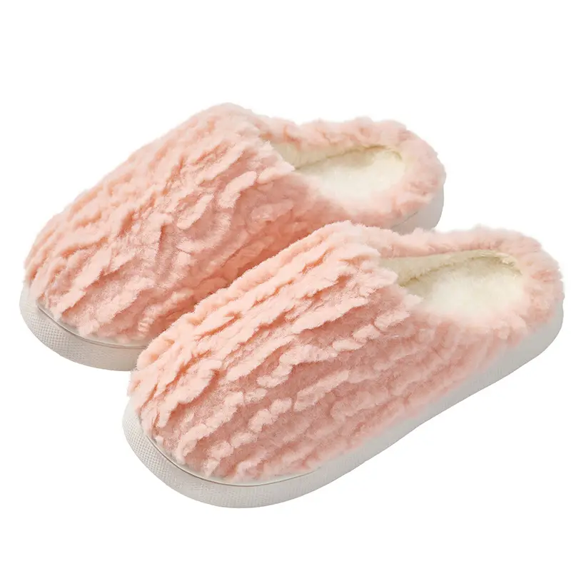 Winter Fleece Slippers for Women Men Bow Decor - Image 46