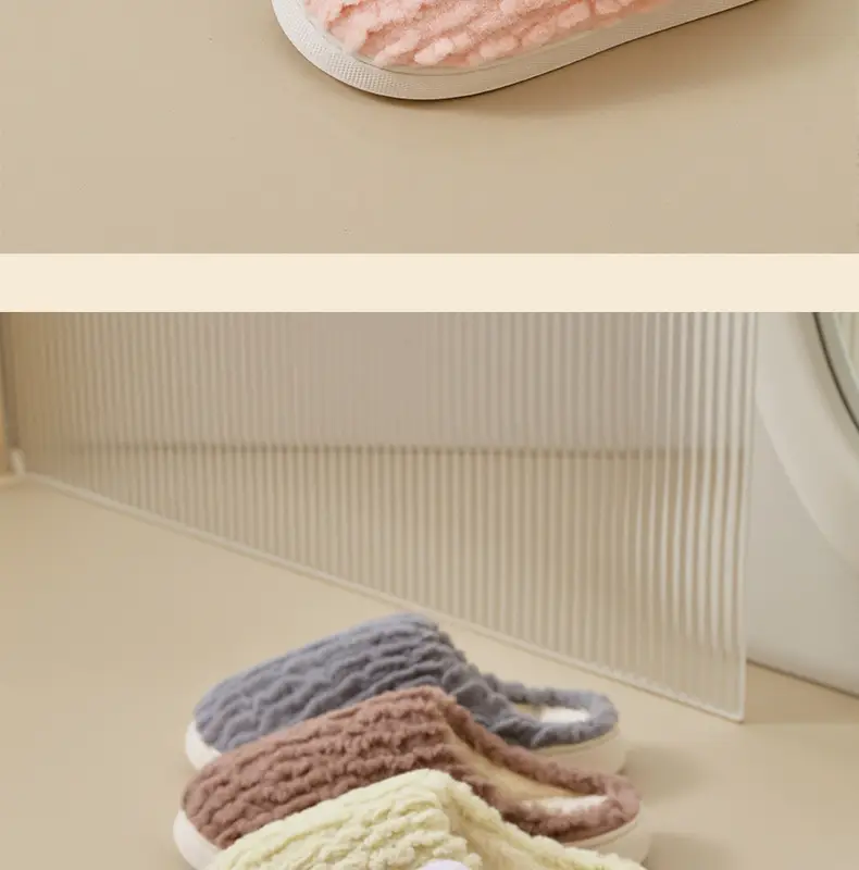 Winter Fleece Slippers for Women Men Bow Decor — feature 14