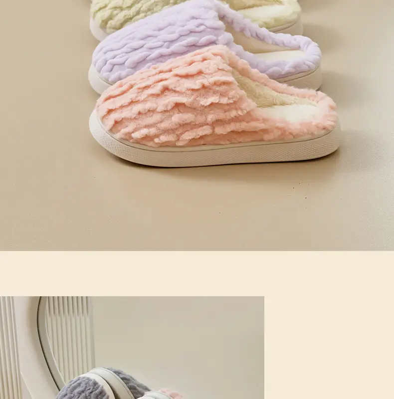 Winter Fleece Slippers for Women Men Bow Decor — feature 15