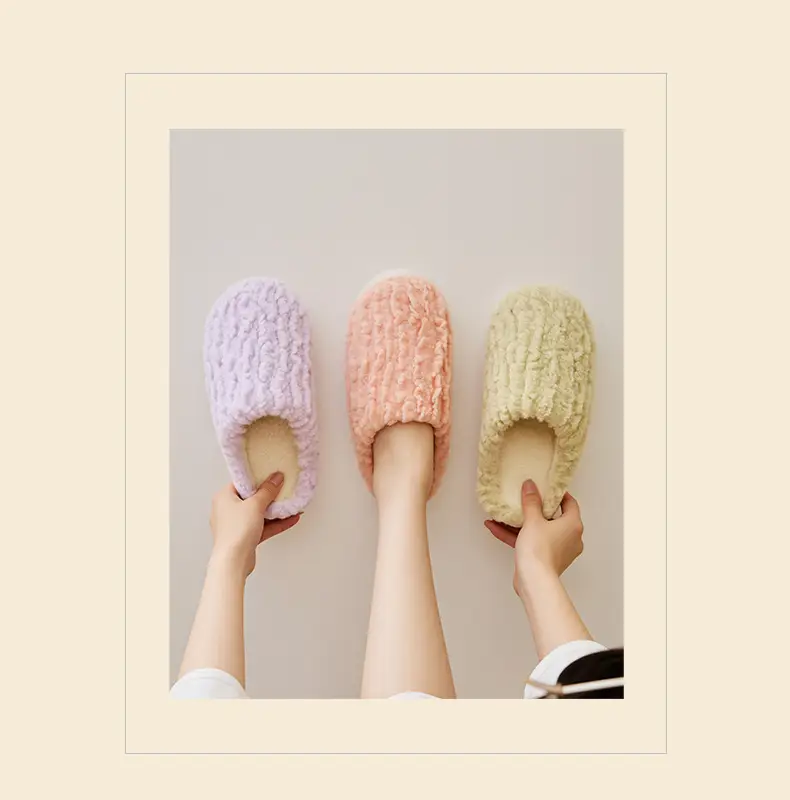 Winter Fleece Slippers for Women Men Bow Decor — feature 18