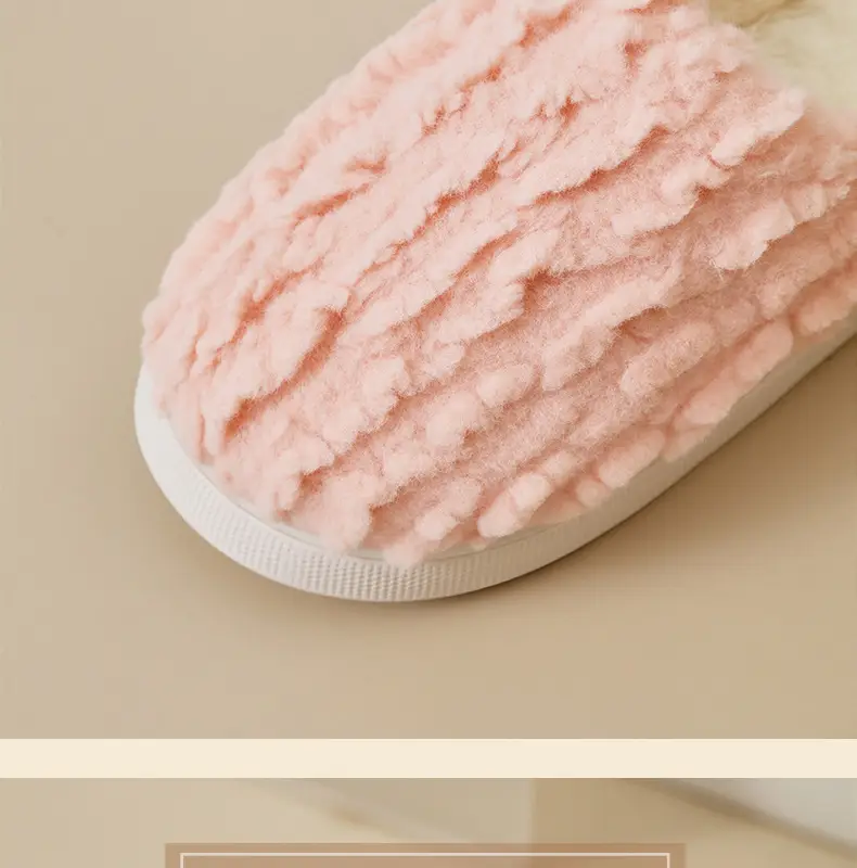 Winter Fleece Slippers for Women Men Bow Decor — feature 9