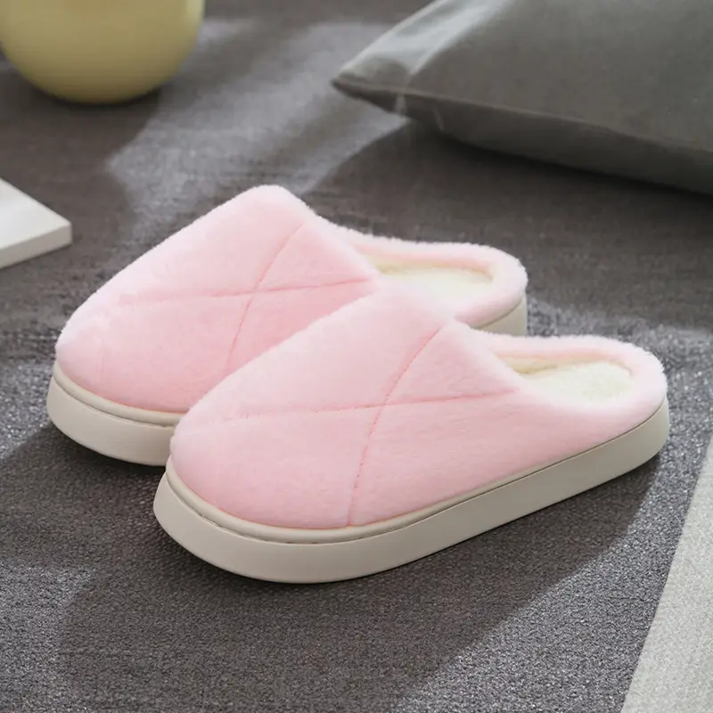 Winter Fleece Slippers for Women Men Bow Decor - Image 26