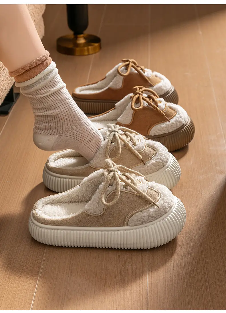 Women Cotton Slippers Pink Brown Warm Indoor Outdoor — feature 14