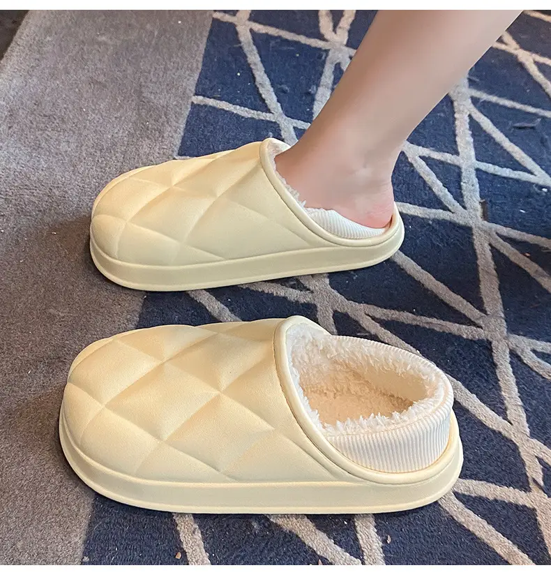 Women's Fleece Lined Couple Slippers Winter Warm Black — feature 24