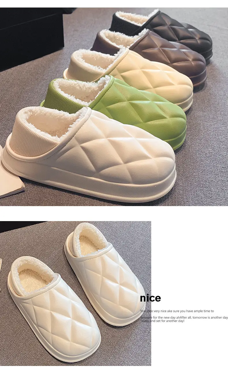 Women's Fleece Lined Couple Slippers Winter Warm Black — feature 8