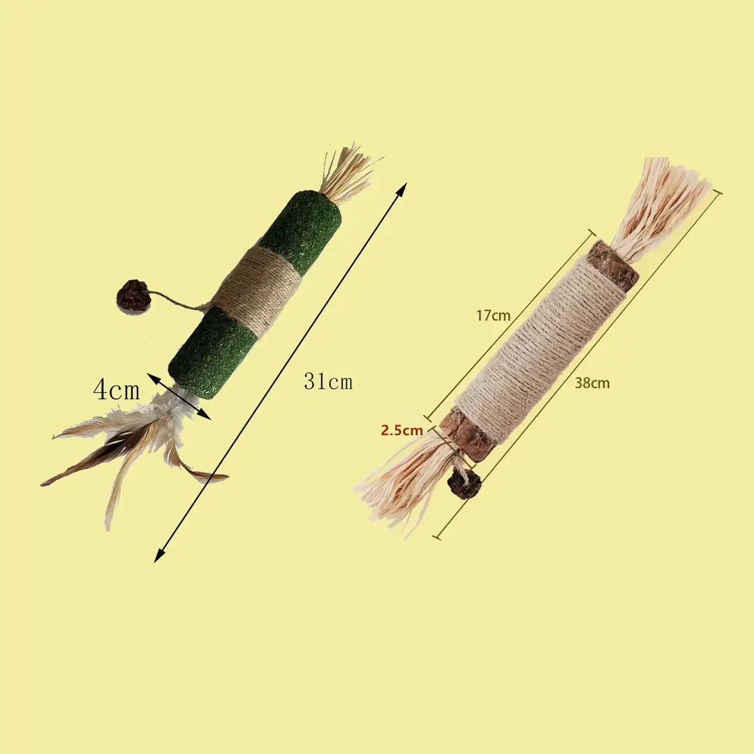 Catnip Chew Stick Raffia Pet Toy Self-Entertainment Boredom Reliever Catnip Ball Teaser Stick Supplies — feature 6