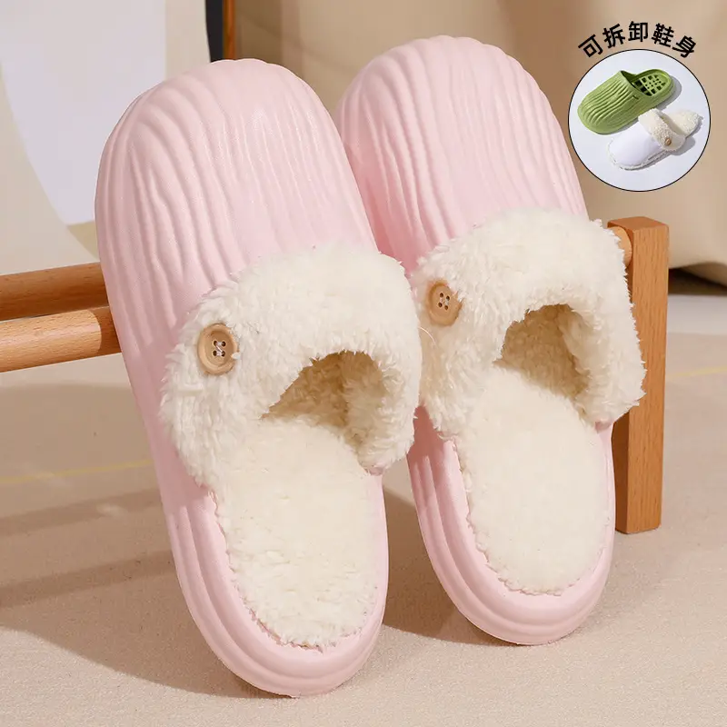 Waterproof and Non-Slip Men's Velvet Cotton Slippers Autumn and Winter 2025 New Velvet Warm Thick-Soled Plush Sports Cotton Slippers