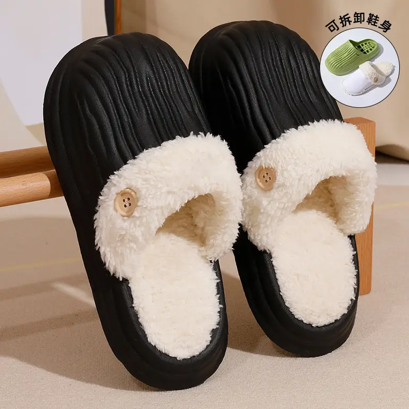 Waterproof and Non-Slip Men's Velvet Cotton Slippers Autumn and Winter 2025 New Velvet Warm Thick-Soled Plush Sports Cotton Slippers