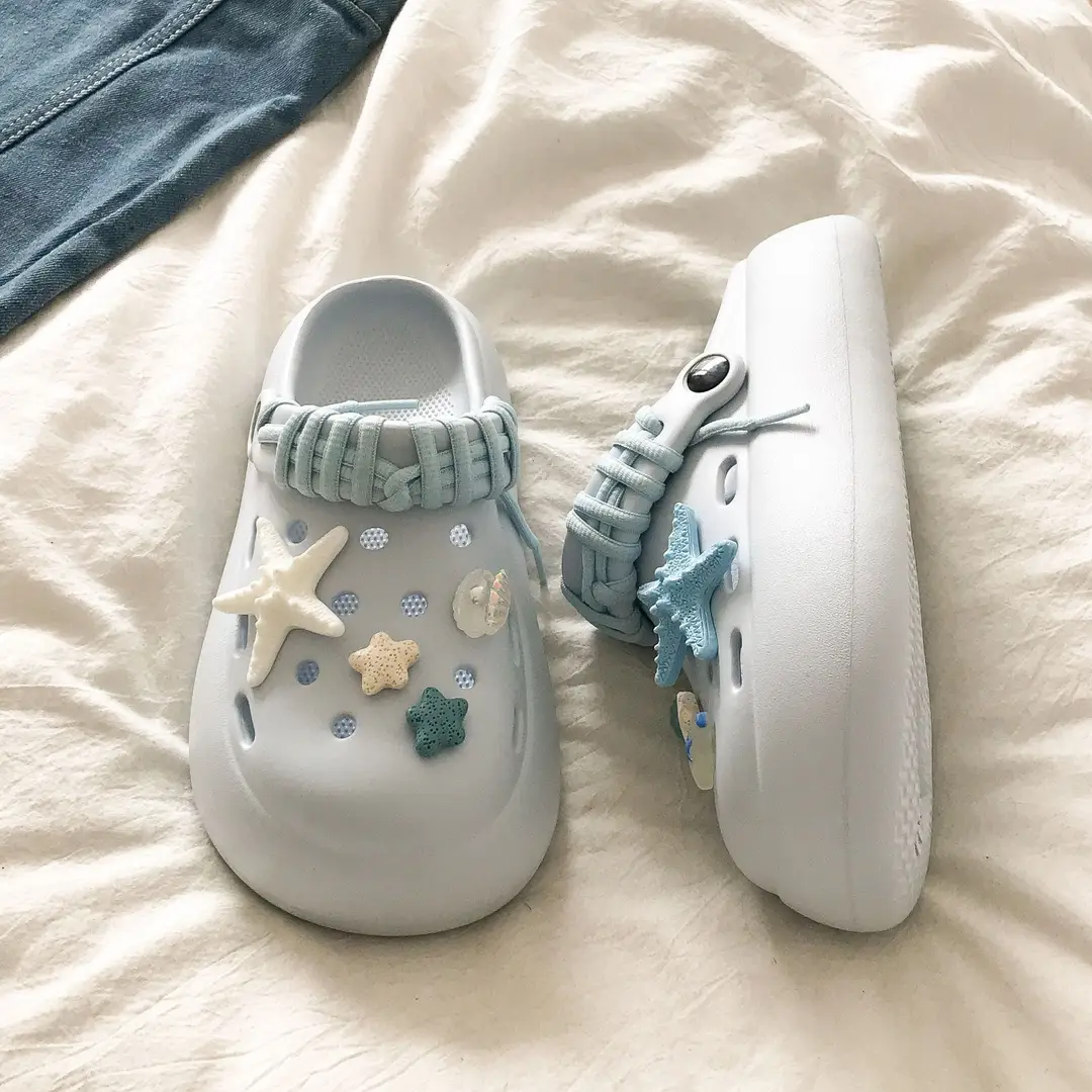 Blue Starfish Thick-Soled Clogs for Women, Eva Height-Increasing 3-5cm, Same Style as on Xiaohongshu, Suitable for Student Dormitories, Closed-Toe Slippers
