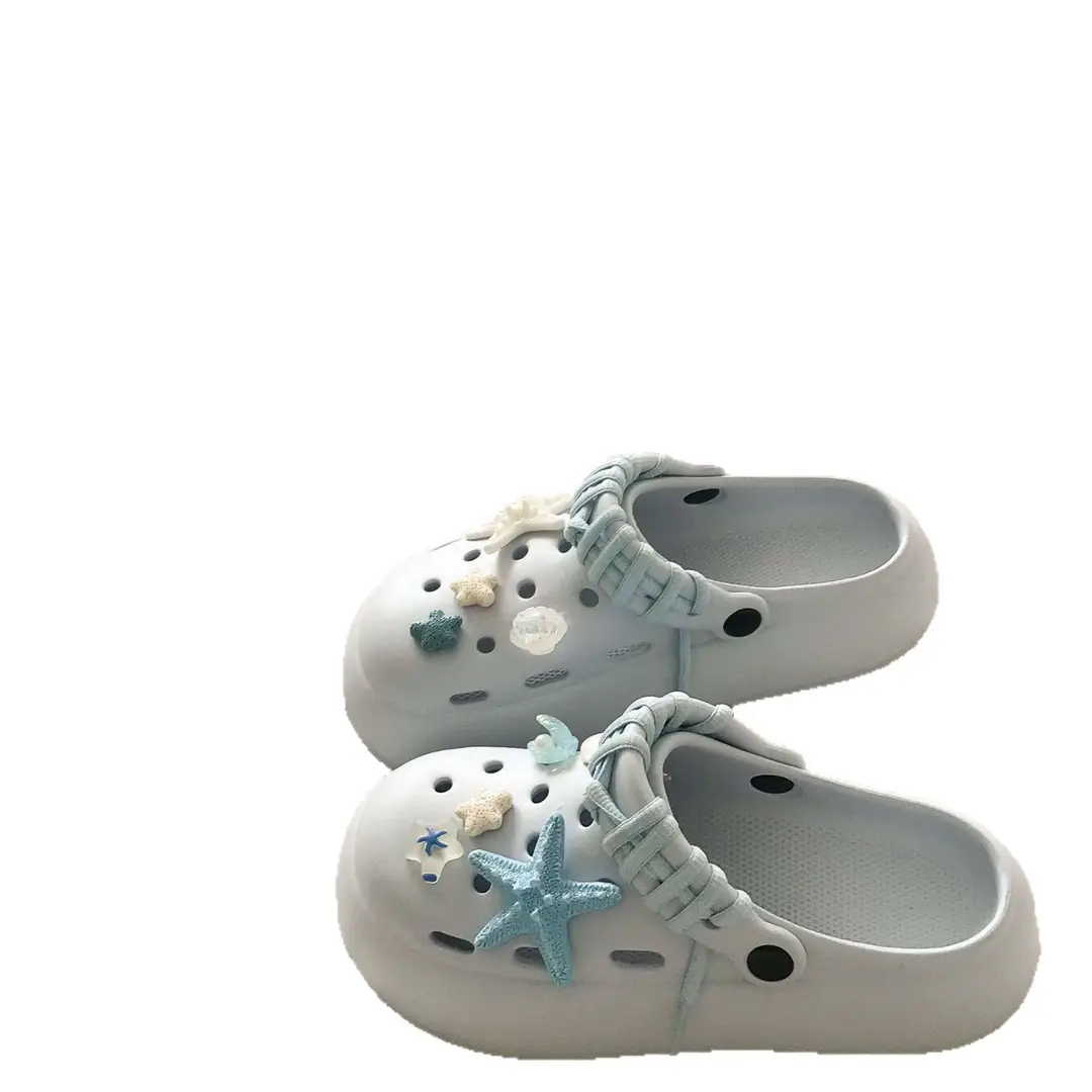 Blue Starfish Thick-Soled Clogs for Women, Eva Height-Increasing 3-5cm, Same Style as on Xiaohongshu, Suitable for Student Dormitories, Closed-Toe Slippers