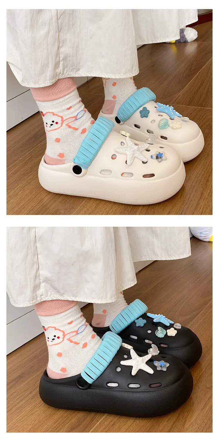 Blue Starfish Thick-Soled Clogs for Women, Eva Height-Increasing 3-5cm, Same Style as on Xiaohongshu, Suitable for Student Dormitories, Closed-Toe Slippers — feature 9