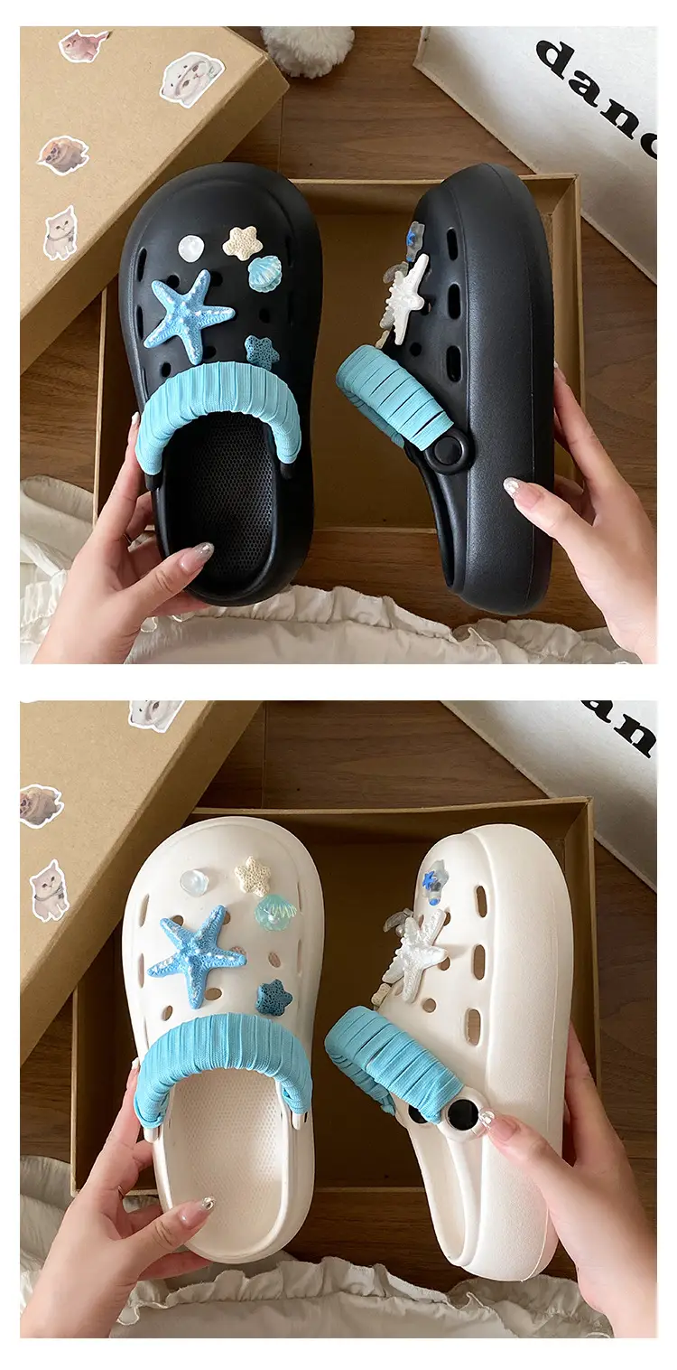Blue Starfish Thick-Soled Clogs for Women, Eva Height-Increasing 3-5cm, Same Style as on Xiaohongshu, Suitable for Student Dormitories, Closed-Toe Slippers — feature 10