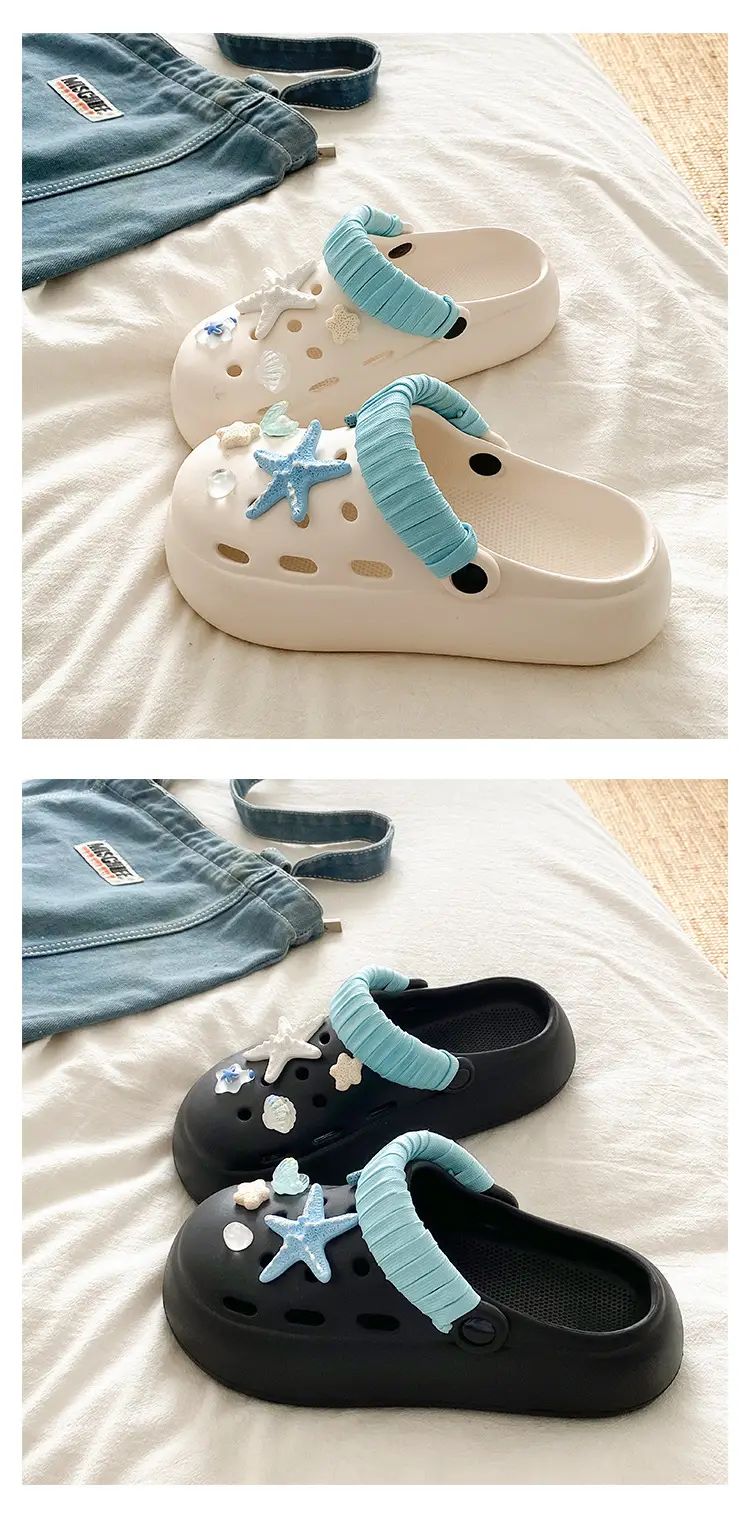 Blue Starfish Thick-Soled Clogs for Women, Eva Height-Increasing 3-5cm, Same Style as on Xiaohongshu, Suitable for Student Dormitories, Closed-Toe Slippers — feature 11
