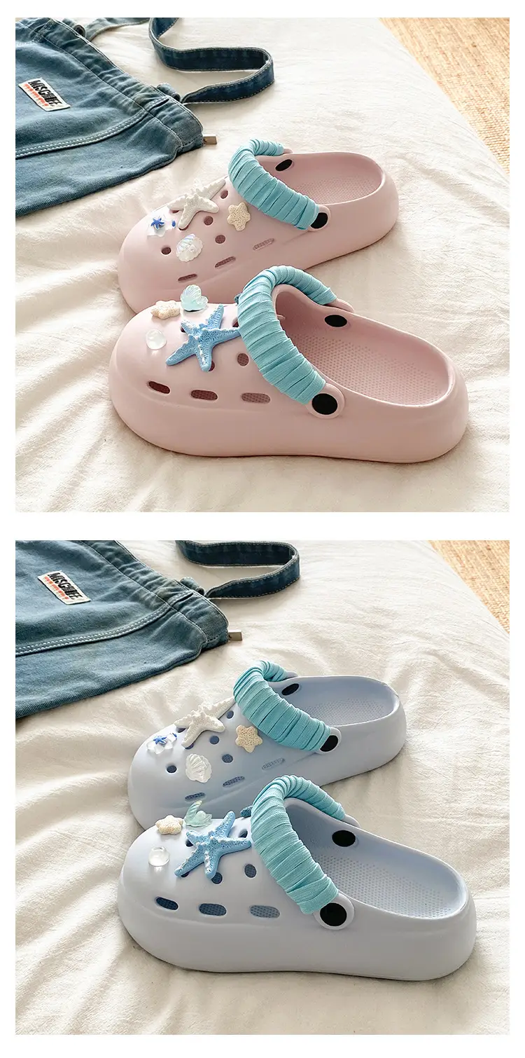 Blue Starfish Thick-Soled Clogs for Women, Eva Height-Increasing 3-5cm, Same Style as on Xiaohongshu, Suitable for Student Dormitories, Closed-Toe Slippers — feature 12