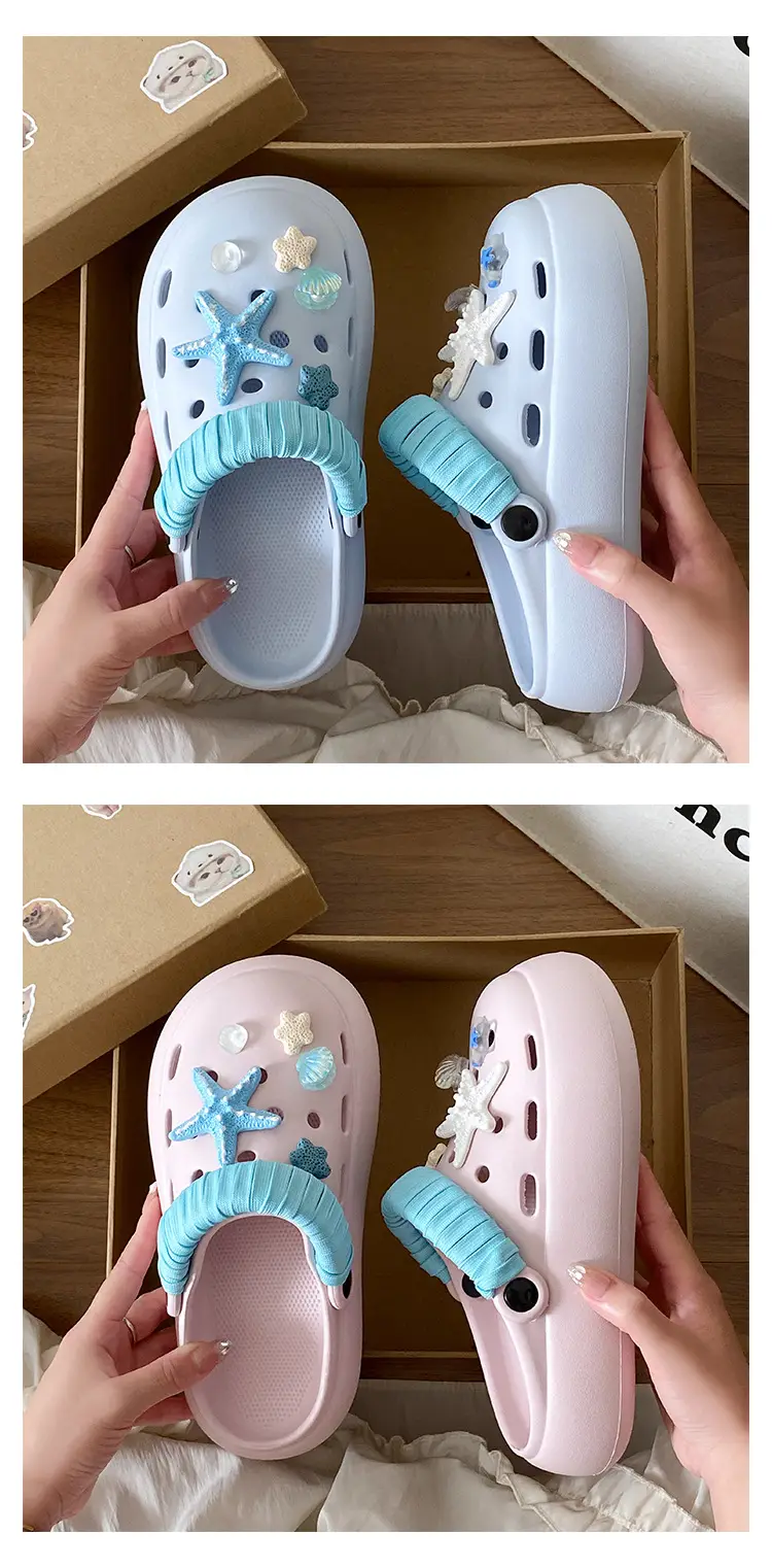Blue Starfish Thick-Soled Clogs for Women, Eva Height-Increasing 3-5cm, Same Style as on Xiaohongshu, Suitable for Student Dormitories, Closed-Toe Slippers — feature 13